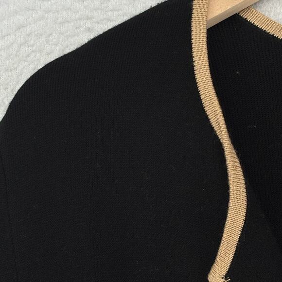 TALBOTS Sweater X Cardigan Duster Open Front Two Tone Viscose Blend Black - Picture 6 of 12